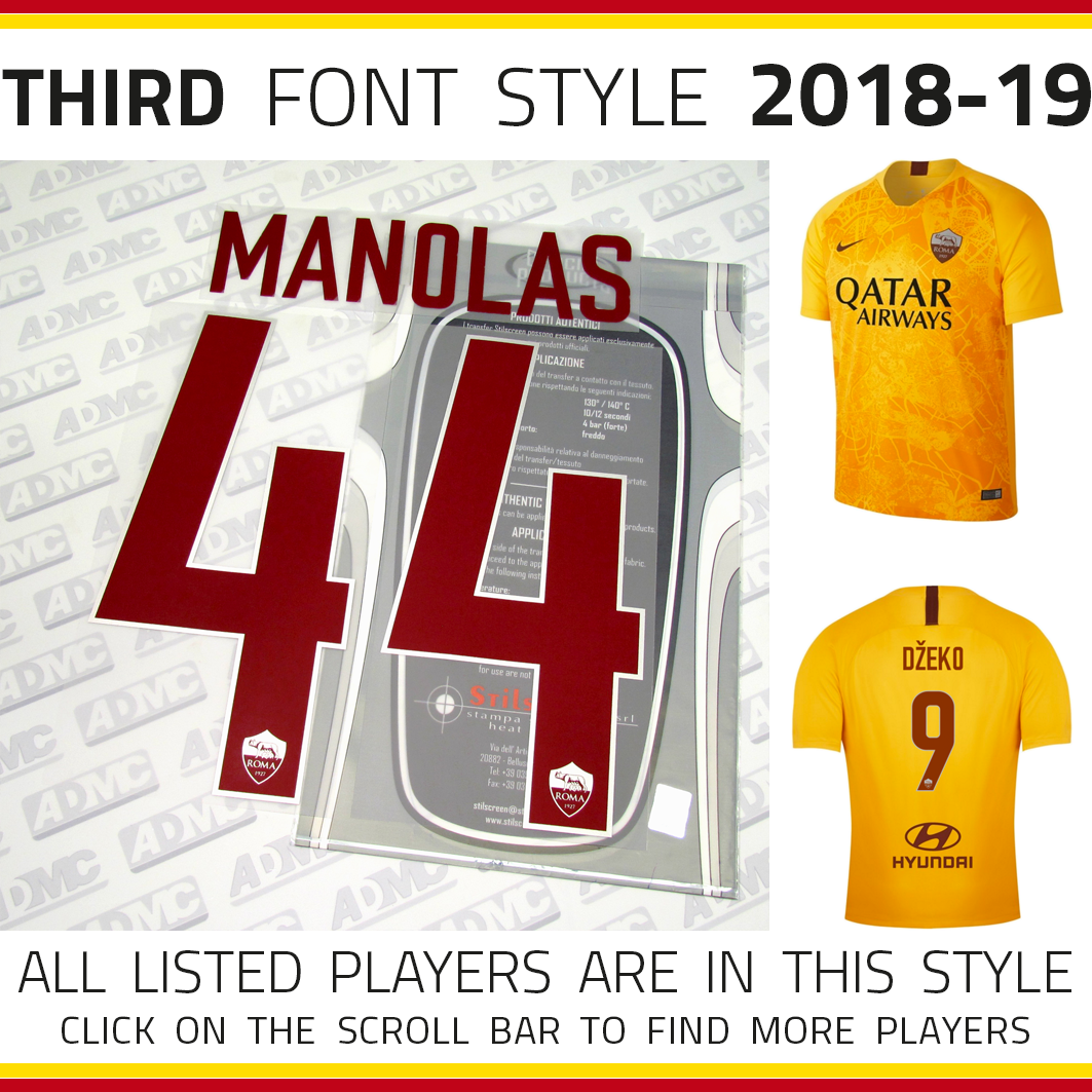 NOME+NUMERO UFFICIALE AS ROMA 3RD 2007-2009 official nameset 