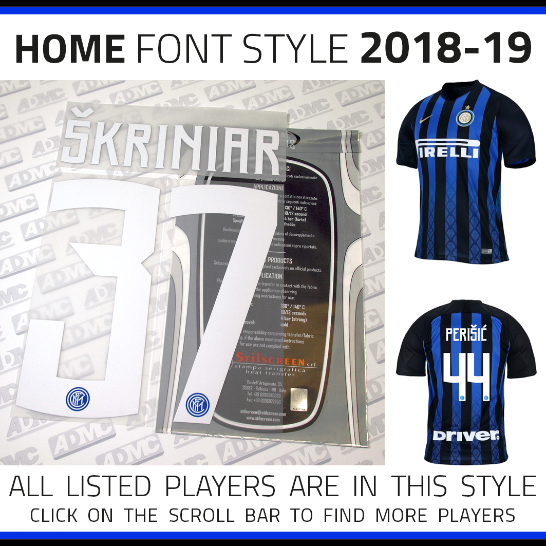 KIT NAME NUMBER Official FC Inter 2007-2009 Home/Away Official Numbers Pl Sz 