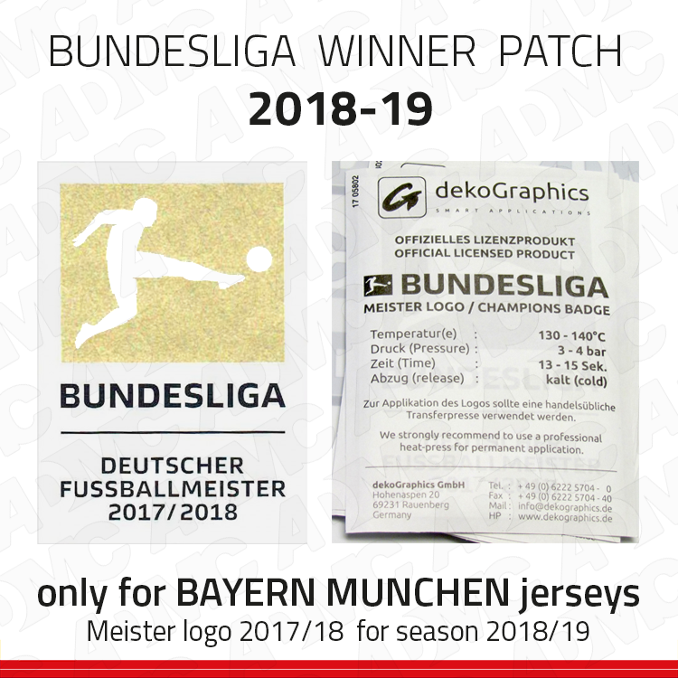 Bundesliga Meister Patch Saison 2018 2019 Bayern München Badge Logo Matchworn 
