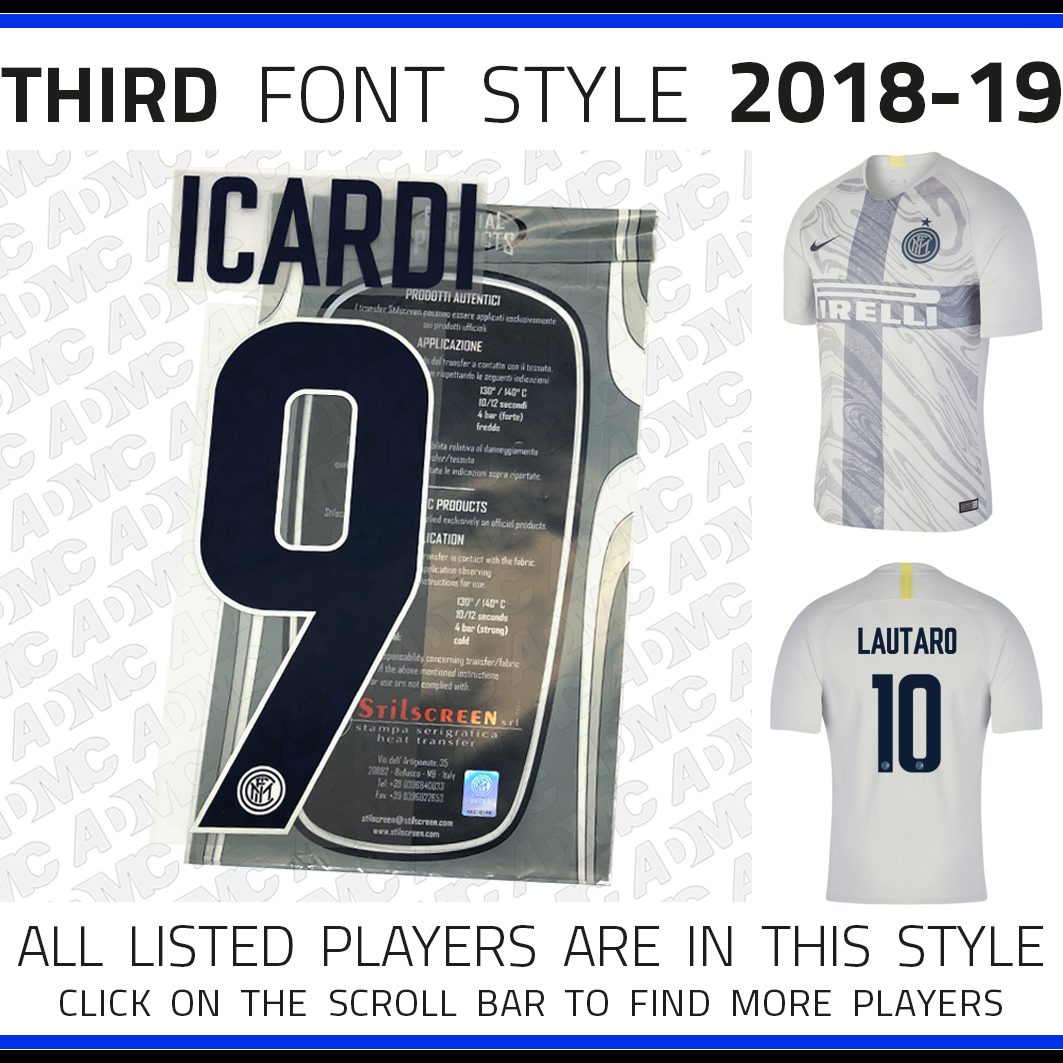 Kit de Nombre Numero Oficial FC Inter 2018-2019 Home una Manera Nameset