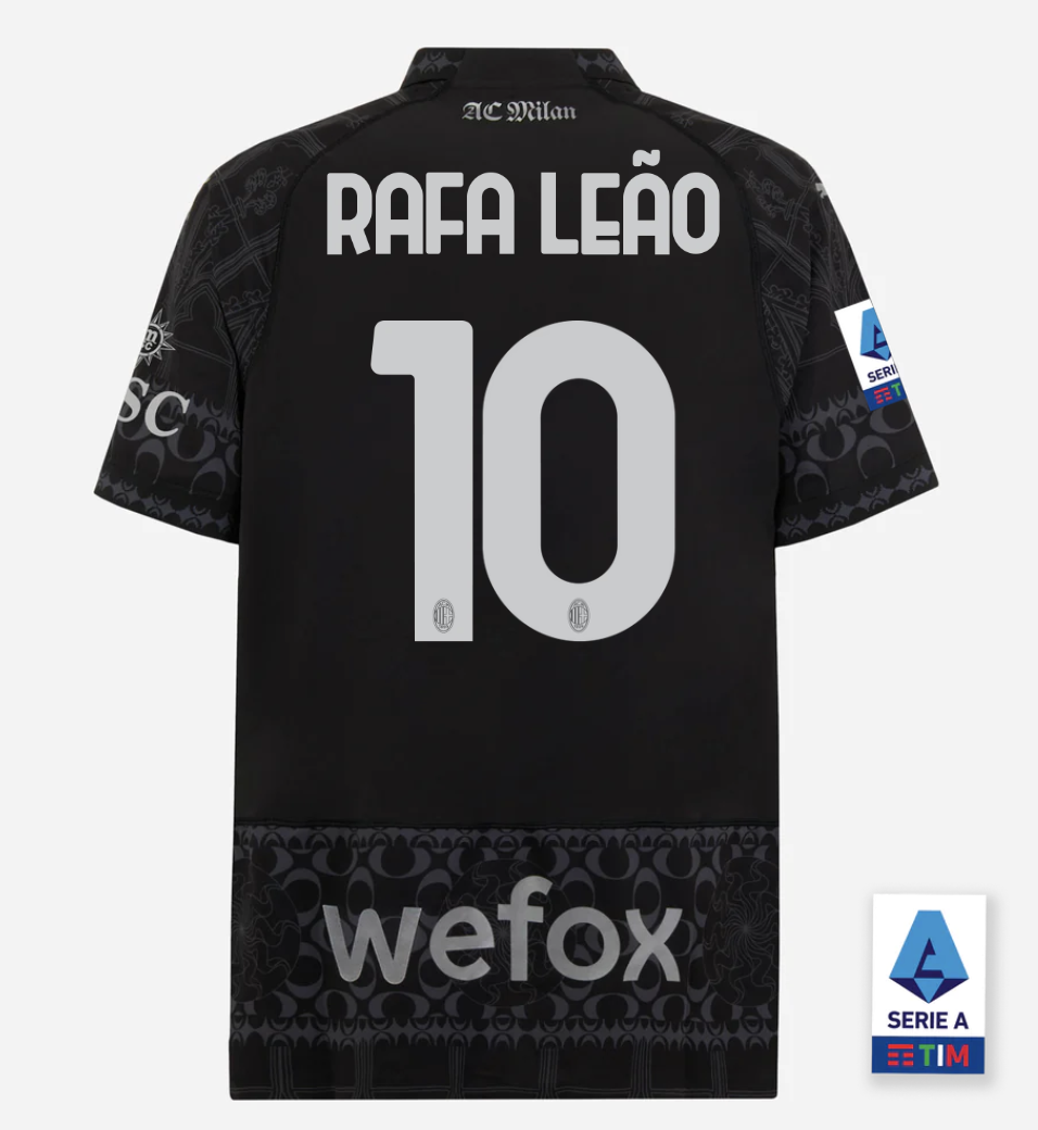 ACミラン 23-24 4th黒 Pleasures Rafa Leao #10 Rafa Leao Official AC Milan X Pleasures Shirt Box, 2023/24